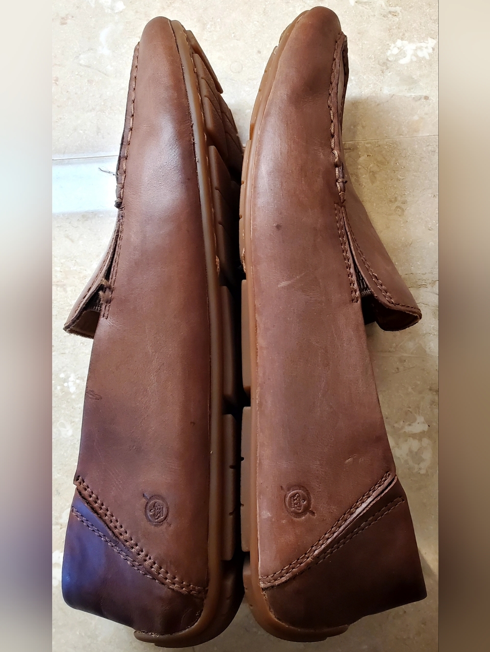 Born Marcel Men's Tan Leather Moc Toe Slip-On Loafers Size 12 - Picture 4 of 11